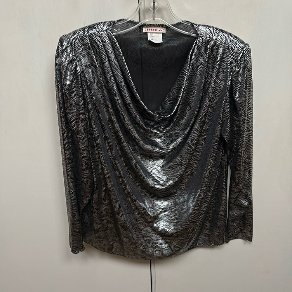 Vintage Korrigan Metallic Cowl-Neck Top Women's Medium